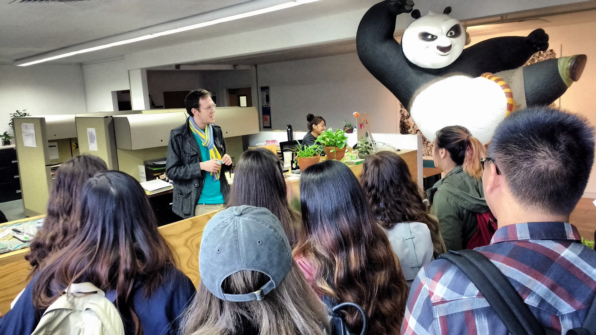 Michael Nannery telling my students about Kung Fu Panda