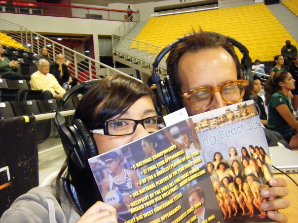 broadcasting a Long Beach State volleyball game with Stefanie Funk
